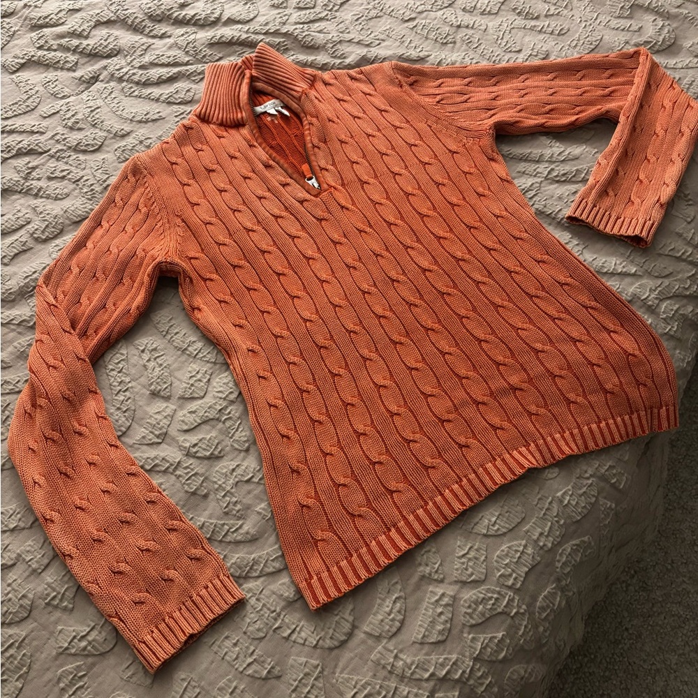 Tyler Boe Rust Cable Knit Turtleneck Sweater